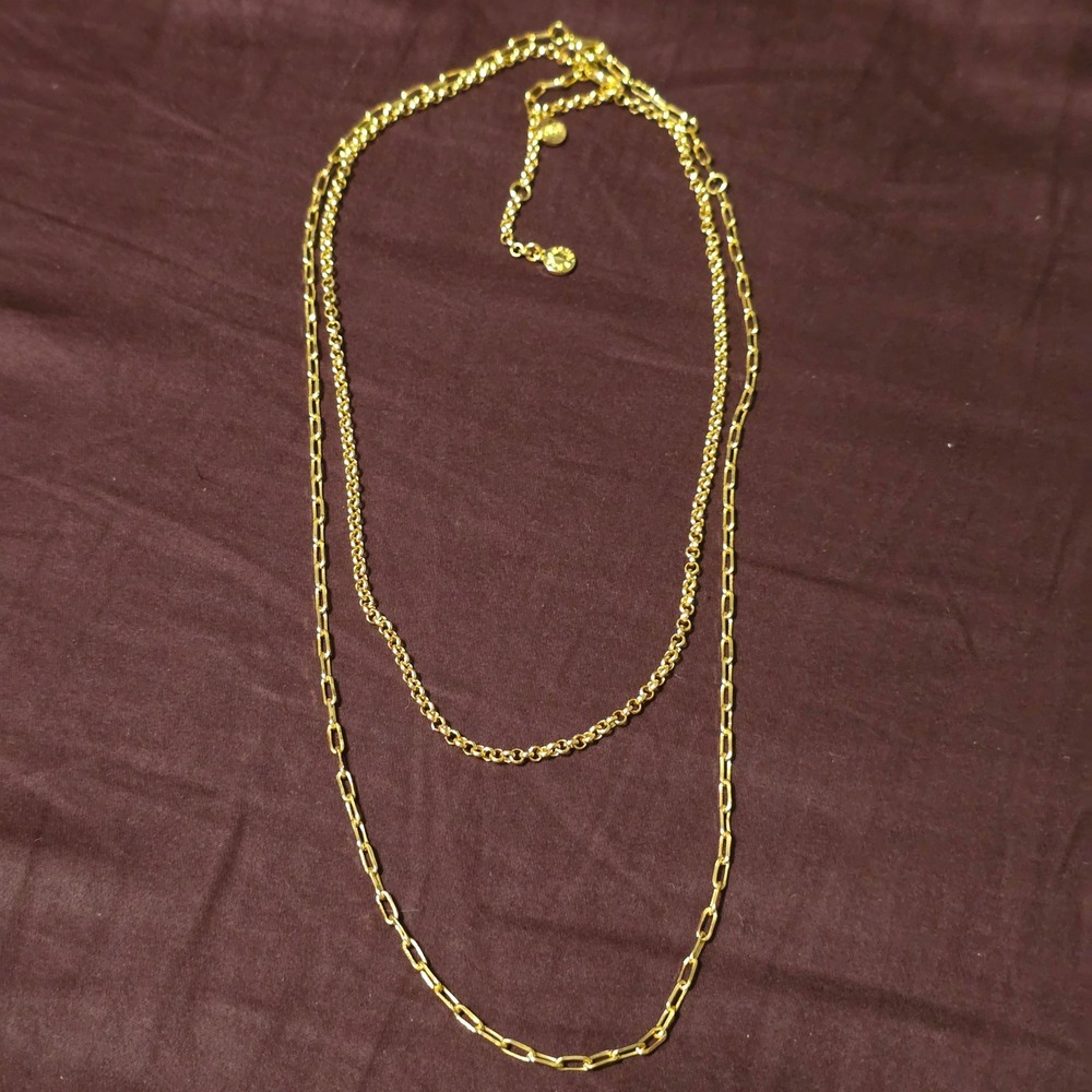 BaubleBar Necklace OS Layered Chain Women Gold Paperclip Rolo Link Adjustable